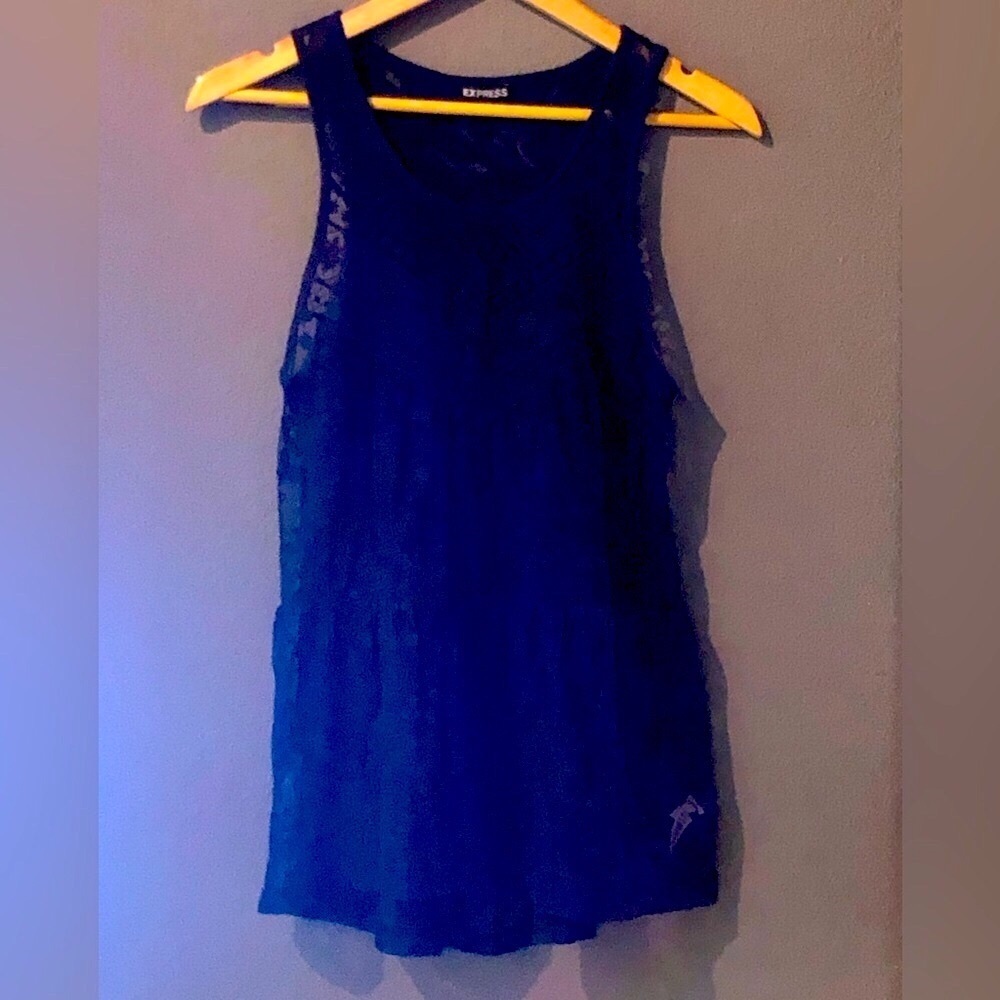 Navy Blue, Lace Tank Top
